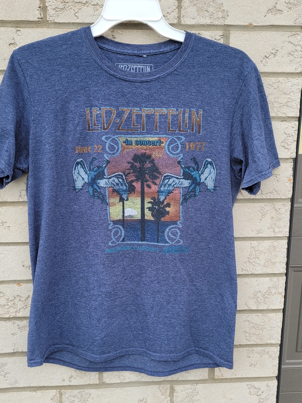Led Zeppelin 1977 Concert Graphic Band T Shirt Blue Large Rock Tee Vintage Style - Picture 3 of 6